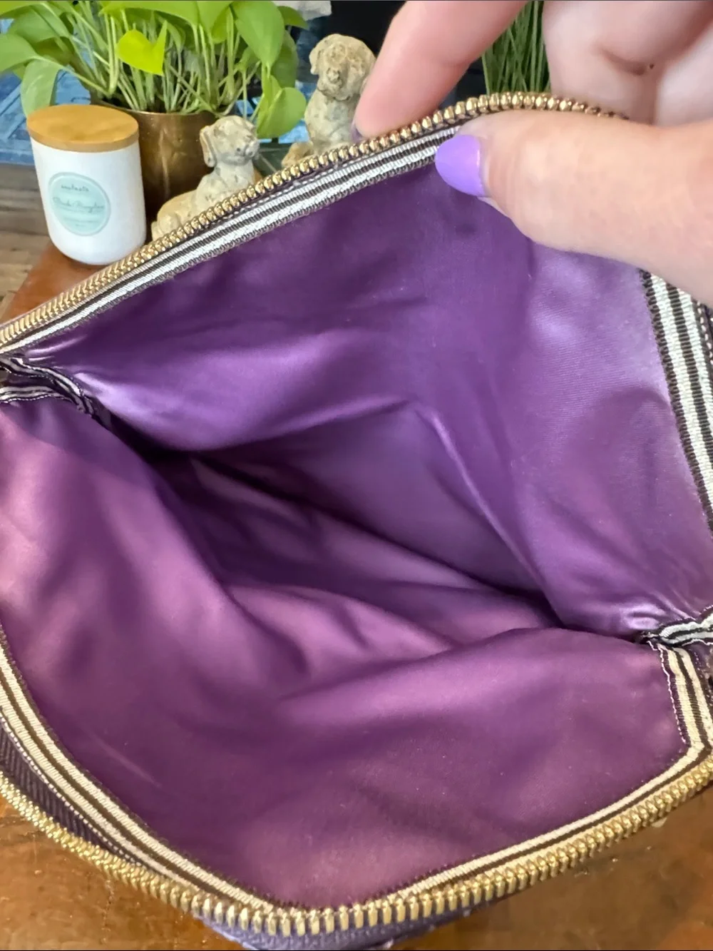 henri bendel Plum Croc-Embossed Leather Chain Shoulder Clutch